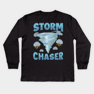 Cute Storm Chaser Severe Weather Tornado Hurricane Kids Long Sleeve T-Shirt